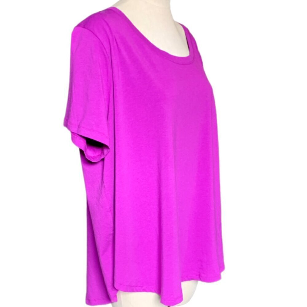 NWT Ava & Viv Relaxed Slouchy Short Sleeve Tee Plus Sz 3X Purple‎ #92D
